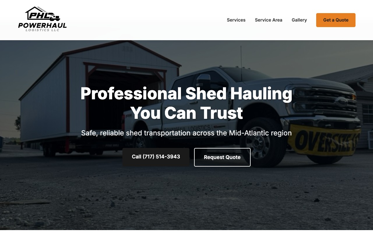 Powerhaul Logistics website homepage