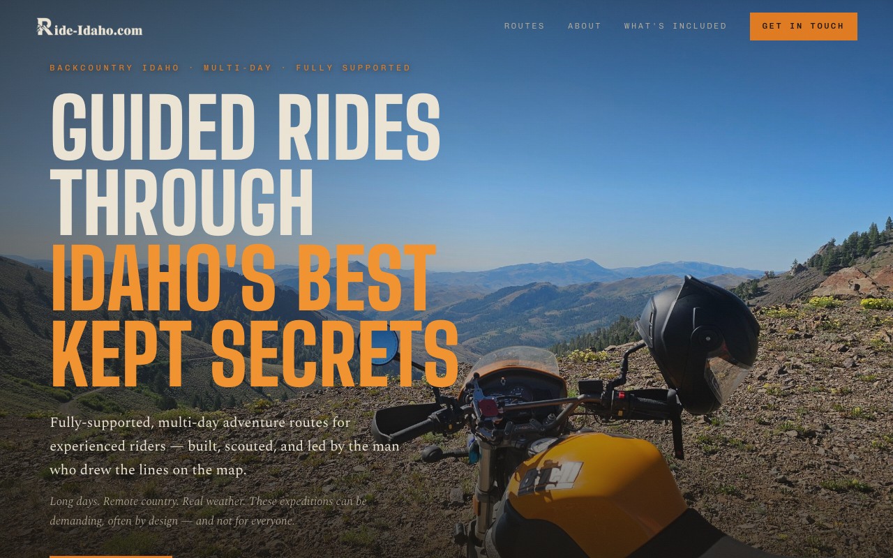 Ride Idaho website homepage