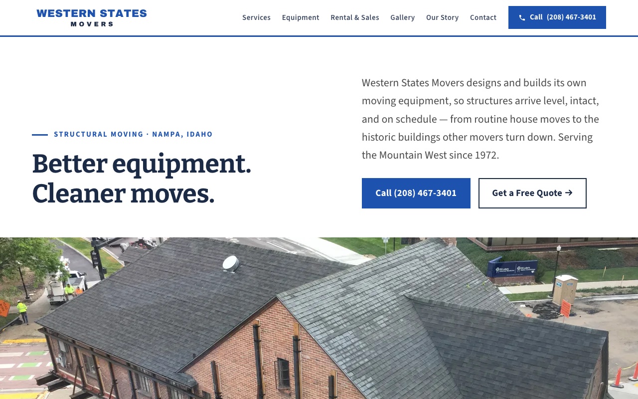 Western States Movers website homepage